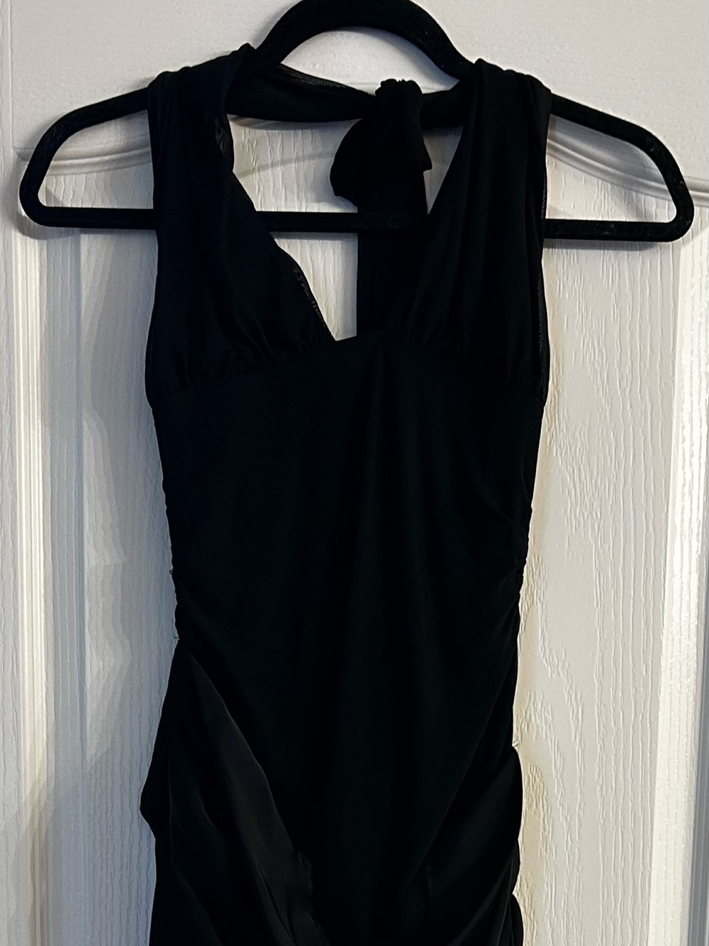 Peppermayo Black Drape-Front Maxi Dress